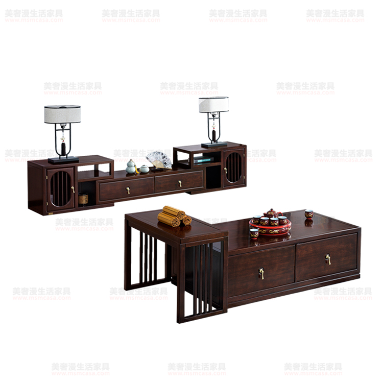 美奢漫新中式金絲檀木組合茶幾電視柜ZSK005#