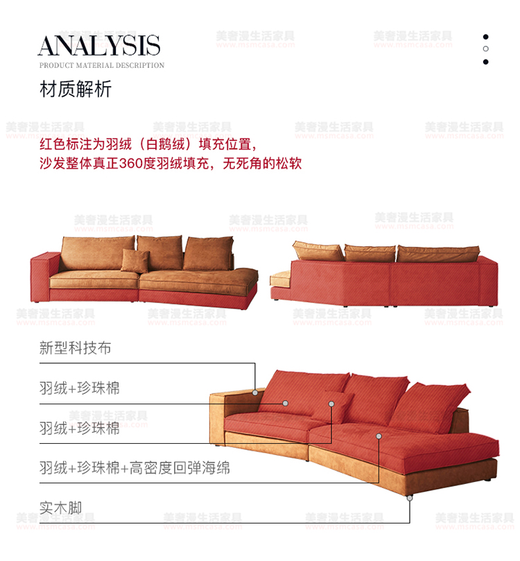 美奢漫意式極簡(jiǎn)科技皮羽絨沙發(fā)HY-SF2112#