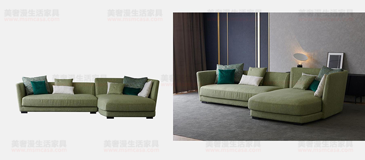 美奢漫意式極簡(jiǎn)棉麻綠色沙發(fā)HY-190210#